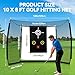 Golf Net with Simulator Impact Screen and Target Cloth, 10x8ft Golf Practice Net for Backyard, Portable Heavy Duty Golf Hitting Net for Outdoor Indoor