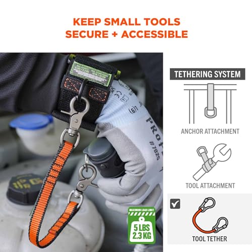 Image of Ergodyne Squids 3153 Nylon Web Tool Tether, 12 inch Short Lanyard - Dual Trigger Hook Attachment Ends, 5 lbs
