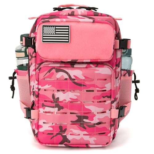 QT&QY 25L Militärische taktische Rucksäcke für Männer Motorrad Armee Laser Cut Molle Daypack kleiner Überlebensrucksack Tasche Fitnessstudio Rucksack mit doppelten Becherhaltern medizinischer Rucksack