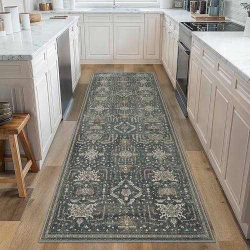 GENIMO 2x6 Non Slip Hallway Runner Rug, Machine Washable, Thin & Low Pile Lightweight for Kitchen, Laundry, Entryway, Bedroom & Living Room