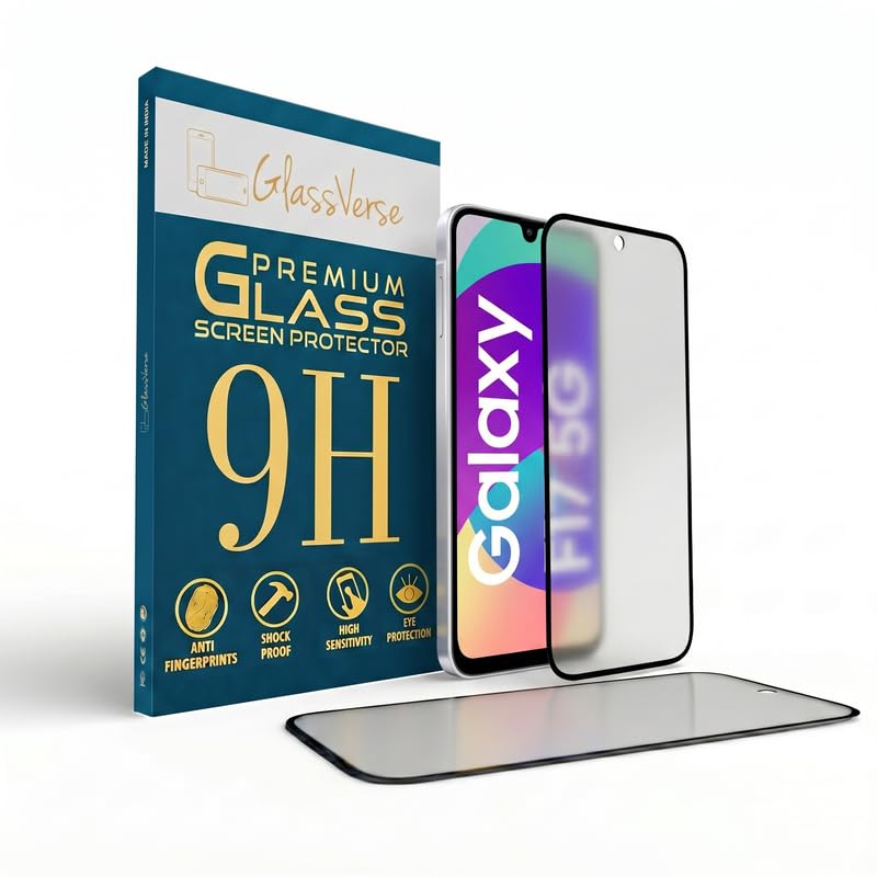 Image of GlassVerse Matte Tempered Glass for Samsung Galaxy F17 5G | Anti Glare, Smooth Touch Screen Protector, 9H Hardness, Edge to Edge, Case Friendly, Hassle-less Installation Kit Included. (Pack of 1)