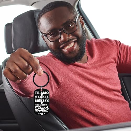 Image of Dad Gifts for Fathers Day - Regalos Para el Dia del Padre, Valentines Day Gifts for Dad Men, 2026 Spanish Mexico I LOVE YOU, DRIVE SLOW, BEST DAD IN THE WORLD Keychain Regalos para Papa Hombre