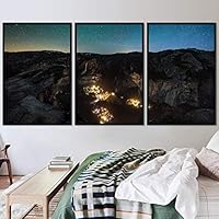 3 Piece Framed Canvas Wall Art Starry Sky Canvas Prints Home Artwork Decoration for Living Room,Bedroom - 16