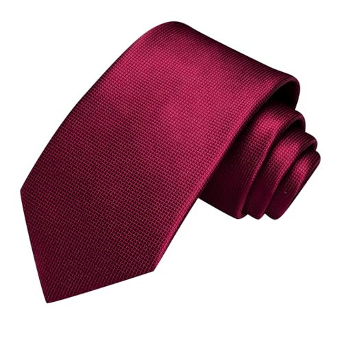 Image of Hi-Tie Wine Red Solid Suit Ties for Men Silk Formal Necktie and Pocket Square Lapel Pin Silver Tie Clip Cufflinks Set Wedding Business 6PCS