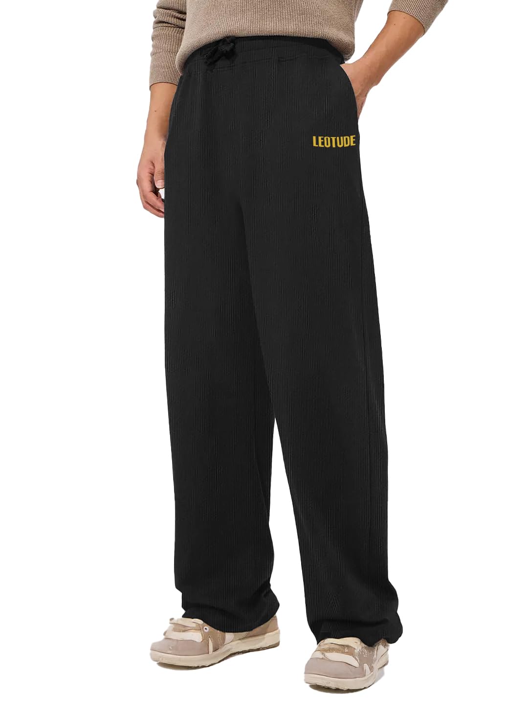 LEOTUDE Cottonblend Stylish & Breathable Athletic Track Pant Move Freely for Men (Charcole Black)-image-11