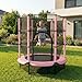 LIFERUN Trampolin für Kinder, Trampolin Outdoor Ø140cm, Trampolin Indoor Kinder mit Sicherheitsnetz, Gartentrampolin für Training & Unterhaltung, bis 50 kg, Spielzeug Geschenk Kinder, Rosa
