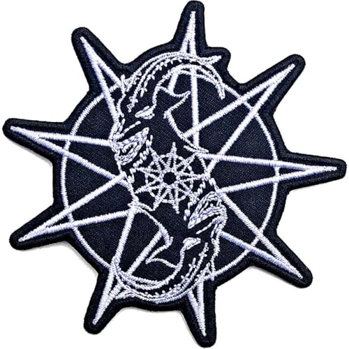 Slipknot Patch Goat Star Band Logo Official Black Embroidered Woven Iron on Taglia unica