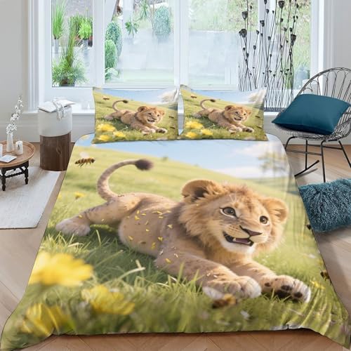 Housse de couette lion 3D en microfibre résistante de qualité supérieure