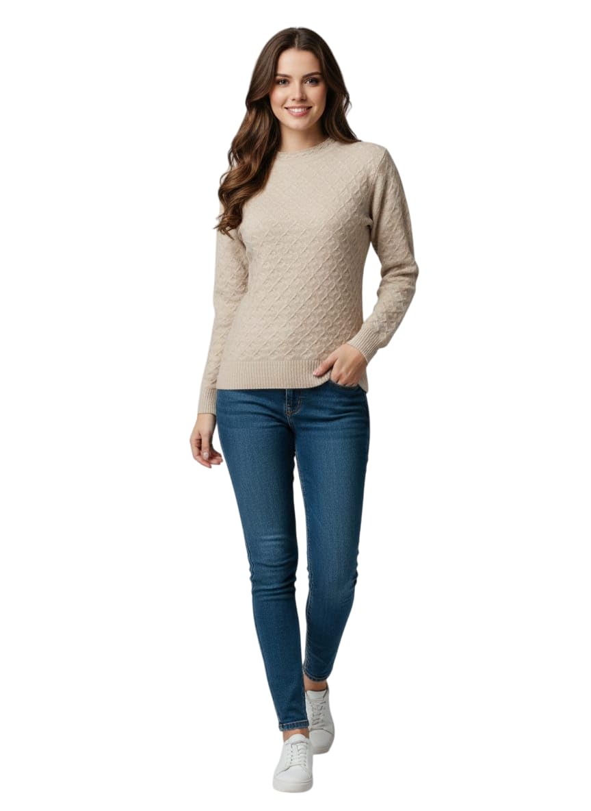 straus VAX VAX Women’s Round Neck Full Sleeve Knitted Winter Sweater | Soft Acrylic Woollen Pullover | Warm Stylish Cable Knit Design | Casual & Office Wear Winter Top for Women-picture-32
