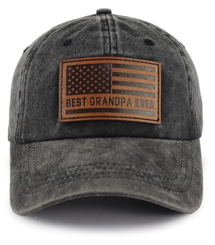 Image of Best Dad Ever American Flag Hat,Adjustable Cotton Embroidered Fathers Day Birthday Gifts for Papa Baseball Cap
