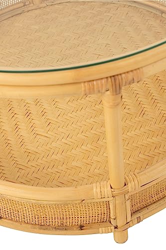 Table Basse Rotin/Verre 70 cm Jovelyne - JLINE