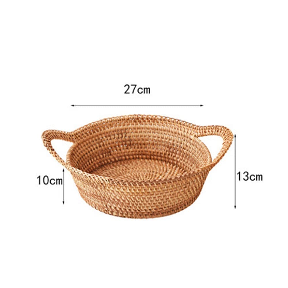 KDEKIFN Panier de Rangement tissé en rotin, Panier de Rangement pour collations et Fruits secs, Plateau de Rangement pour Fruits ménagers