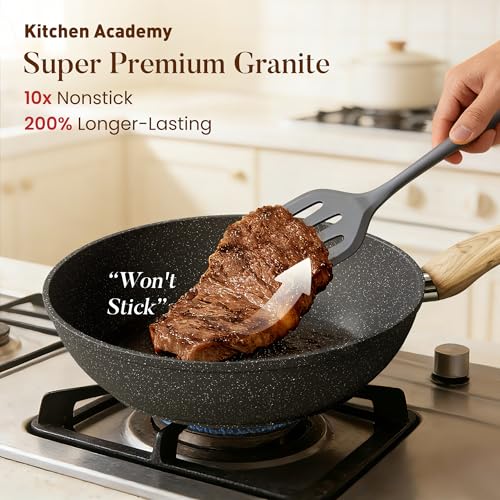 Image of Kitchen Academy 12pcs Pots and Pans Set Non Stick, Induction Cookware | Lightweight & Durable, Easy to Clean, Even Heating, All-Stovetop Compatible, PFOA-Free Cooking Set