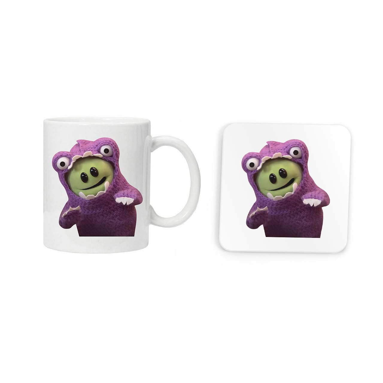 Nanalan purple monster mona meme coaster and mug