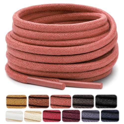 Stepace Cordones Redondos Encerados [2 pares] Cordones Duraderos para Zapatos de Vestir y de Diario, Longitud 66-135cm Caramel Brown-106