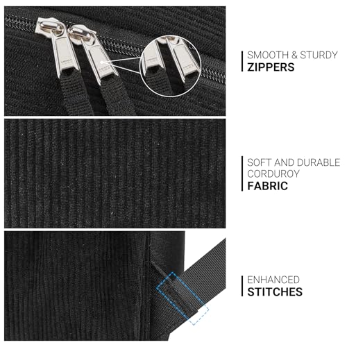 ZORFIN 26L Backpack for College, and Travel: Corduroy Bookbag - Black - Thumbnail 6