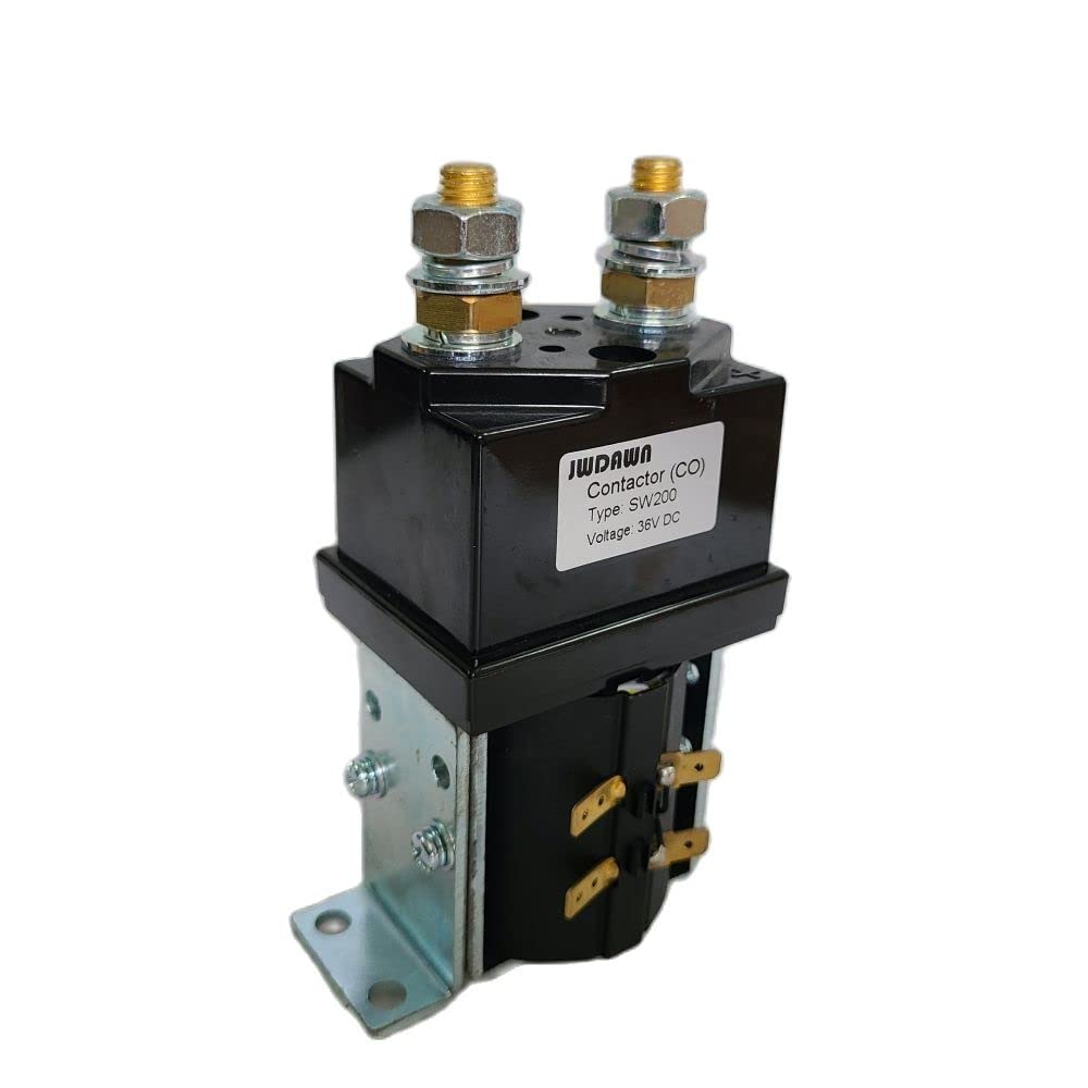 JWDAWN DC Solenoid Relay Contactor SW200 24V 36V 48V 72V 80V 400A Electric Vehicles Material Handling Forklift Accessories Pallet Truck Stacker Aerial Lift Platform Golf Cart Robot Sweeper (36V)