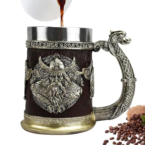 Genérico Taza Medieval, Copas Vikingas, De Jarra Cerveza Acero Inoxidable 600 Ml Para Hombres, Café Vikingo, Taza Barril Whisky, Antiguo Hombres Decoración