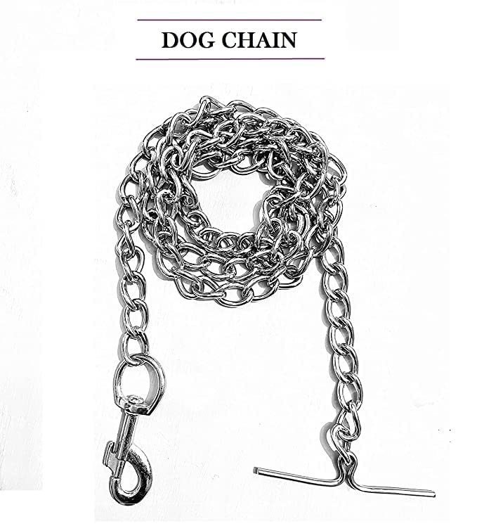 Image of Dog Belt Combo of Nylon Collar with Heavy Dog Chain 63 Inch Dog Collar Chain (Small, Red)