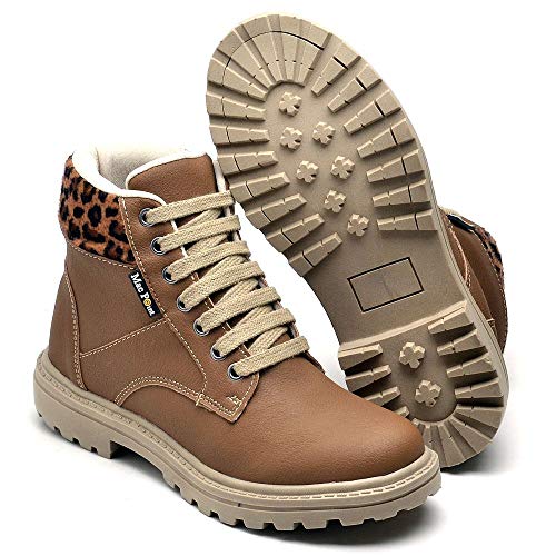 Bota Coturno Tratorada Feminino Animal Print Conforto Dia a Dia