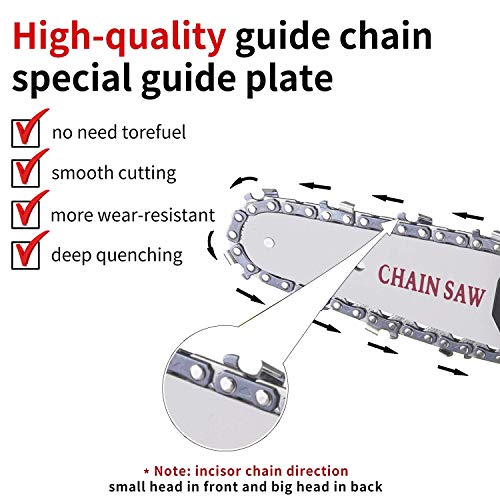 FiLiGRee Mini Chainsaw, 4 Inch Cordless Electric Portable Battery Chain Saw with 2Pcs Rechargeable Battery and 2Pcs Chain, 0.7kg Lightweight Electric saws for Tree Branch Wood Cutting