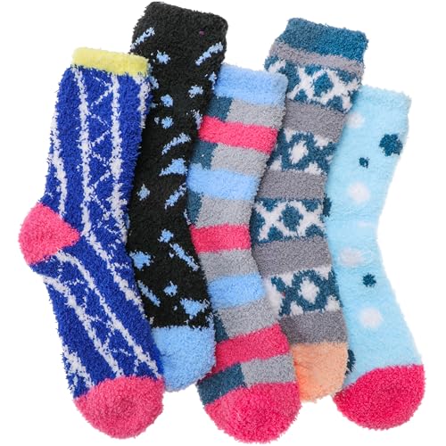 Image of Fuzzy Slipper Socks Thick Fluffy Warm Winter Cozy Plush Soft Sleep Home Socks for Women Men