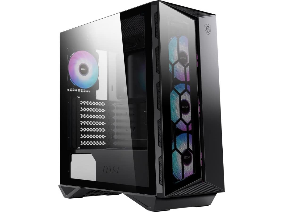 MSI MPG GUNGNIR 110R - 'G110R' Mid Tower Gaming Caso, Nero, USB 3.2 Gen2 Tipo C, 4x 120 mm ARGB Fan, Mystic Light Sync, 1 a 6 ARGB Scheda di controllo, pannello in vetro temperato, ATX, mATX, Mini-ITX