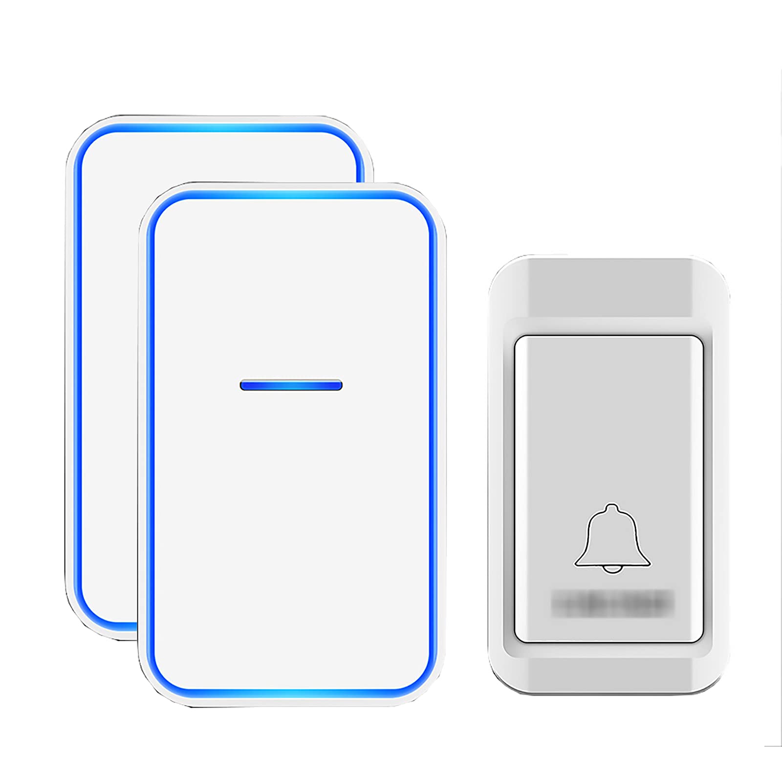 Timbre inalámbrico Que no Requiere batería, Timbre inalámbrico Resistente al Agua Que Funciona a 120 m, 1 botón Remoto, 2 receptores Que Pueden Tener Diferentes Tonos, 38 melodías(White)