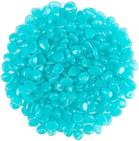 HMIEPRS 1000PCS Blue Long Term Glowing Decorative Stone, Glow in The Dark Rocks Light Perfect Indoor Outdoor Decor Fit for Garden Sidewalk Fish Tank Grass Flower Pots (0.3-04in/0.8-1cm)