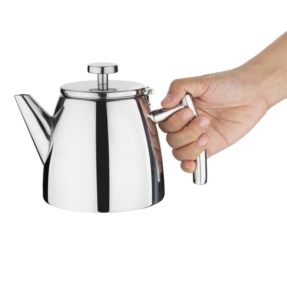Olympia Conical Insulated Stainless Steel Teapot with Filter 600ml - Hinged Lid, Removable Filter, Dishwasher Safe DP601 - Image 2