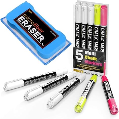 Huntz Dustless Chalk With Microfiber Eraser (Washable & Reusable) Cover