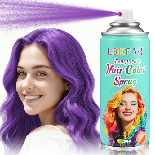 Image of Purple Hair Spray Temporary Hair Color Spray for Women Men, Washable Temporary Dark Purple Hair Dye Paint Wax Hairspray for Halloween Cosplay Festival Party Costume Makeup, 4.06 oz