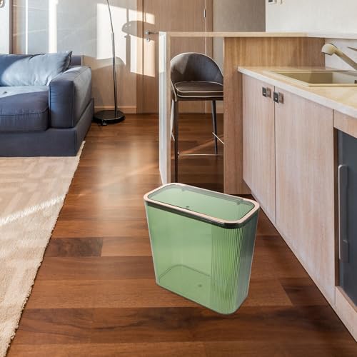 Caneca de basura con tapa abatible para hogar, verde miniatura 5