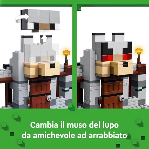 Minecraft Il Castello del Lupo Giocattolo con Personaggio, 2 Figure di Scheletro, 2 Lupi e Accessori tra cui un Tavolo da Crafting - Regalo per Gamer, Bambini e Bambine da 8 Anni - 21261 - Lego - Immagine 3