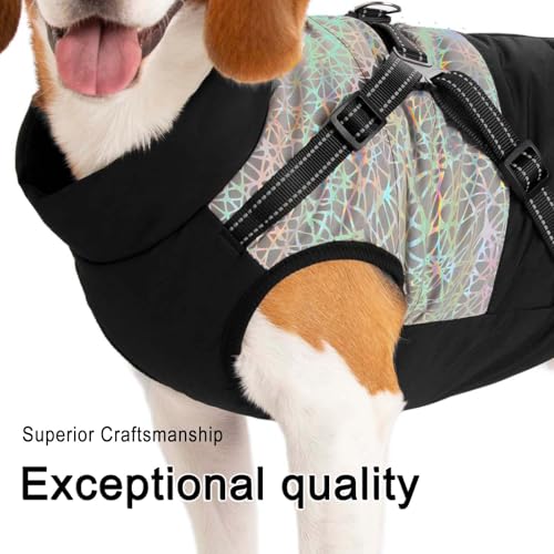 LUOWAN Hundemantel für kleine Hunde, Hundemantel mit Geschirr, Reflektierende Outdoor-Hundeweste, Winter Hundejacke für Katzen, Welpen, kleine, mittlere Hunde