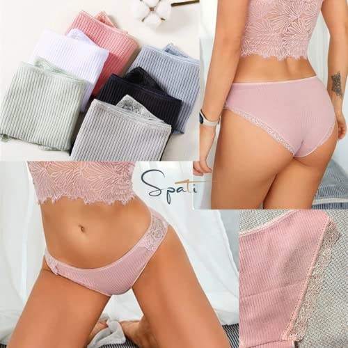 Spati Cotton Underwear For Women Women's Panties Set Comfort Lace Briefs Breathable Sexy Low-Rise Panties Bikini Brief 6-Pack (As1, Alpha, S, Regular, Regular) Multicolor #TOP3
