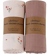 LifeTree Baby Musselin Swaddle Decke Tücher - 2 Stück 120x120cm 100% Bio Baumwolle Baby Pucktüche...