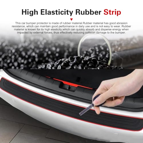 Image of Car Rear Bumper Protector, 41inch x3.5inch Rear Bumper Protector, Car Rear Bumper Edge Guards, Trunk Anti-Collision Sticker, Rubber Anti-Scratch Automotive Exterior Accessories (Red)