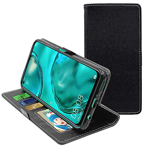 ebestStar - Funda para Huawei P40 Lite (2020), Carcasa Libro Capa, Protectora Cartera, Cuero PU Soporte Tarjeta, Negro/Rojo