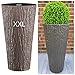 Vaso da fiori rotondo, sottile, effetto 3D, con inserto rimovibile, misura XXL, colore: marrone