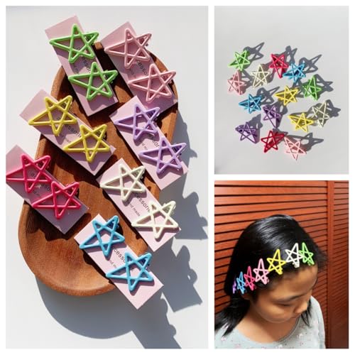 Lemeilleur 14 peças de grampos de cabelo fofos em forma de estrela de metal, presilhas de cabelo ant