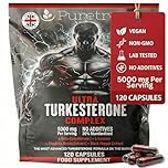 PURETREX Turkesterone Ultra Complex 5000mg Vegan Supplement 120 Capsules – Made in UK with Beta Ecdysterone, L Leucine, Rhodiola & BioPerine® for Muscle Growth Strength Performance & Recovery