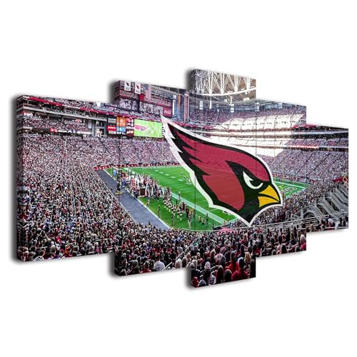 Arizona Stadium Series Wall Art Cardinals American Football Poster Sports Canvas Print Set 5Pieces Home & Office Decor for Football Enthusiasts Large Framed Artwork Ready to Hang (style18,60x100cm-Framed-5pcs)