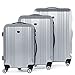 Produktbild FERGÉ Kofferset Hartschale 3-teilig Cannes Trolley-Set - Handgepäck 55 cm L XL - 3er Hartschalenkoffer Roll-Koffer 4 Rollen 100% ABS Silber