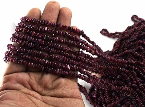 Miniatura 2 de Cuentas de chips de rubí natural, cuentas de chips de rubí natural sin cortar, hebra de 36 pulgadas de largo
