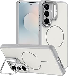 For Samsung Galaxy S24 Plusケース,隠し収納式スタンド,対応MagSafe,対応 ワイヤレス充電,超強磁力,Galaxy S24 Plusカバー,耐衝撃性、滑り止め、落下防止、指紋防止、超薄、全面保護。 (はいいろ)