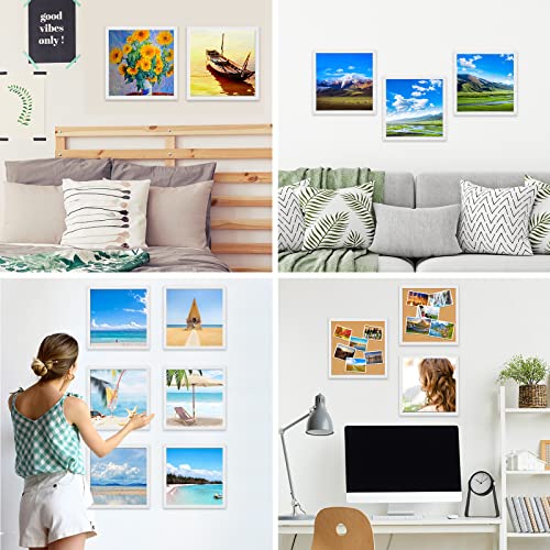 8 Packs Cork Bulletin Board With Frame, Decorative Linen Bulletin Corkboard Small Push Pin Board With 32 Push Pin 16 Clips For Office School Home Wall Picture Photo(White,Square) #TOP6
