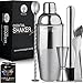 Premium Cocktail Shaker Bar Set - Martini Kit - with Double Measuring Jigger and Mixing Spoon plus Drink Recipes Booklet - 24 oz Bartender Stainless Steel Boston Tin Built-in Strainer Tool
