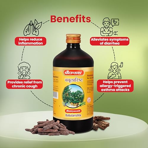 Image of Baidyanath Ayurved Babularisht Herbal Tonic 450ml | Classical Asava Formulation | Babool & Polyherbal Blend | Helps in Oral, Digestive & Respiratory Wellness