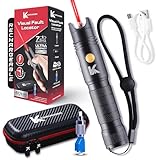 Karvinger - Rechargeable Visual Fault Locator 50mW 40km with Case - VFL Tester with FC Male to LC Female Adapter - 7h Battery Life Red Light Pen for Fiber Network Cable Test